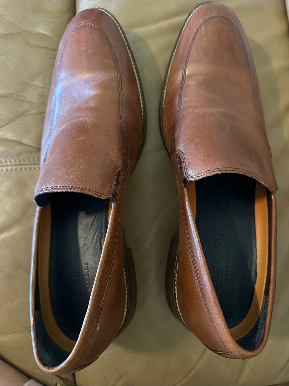 Cole Haan Men’s Brown Leather Slip-On Loafers Lenox Hill Venetian - 12M